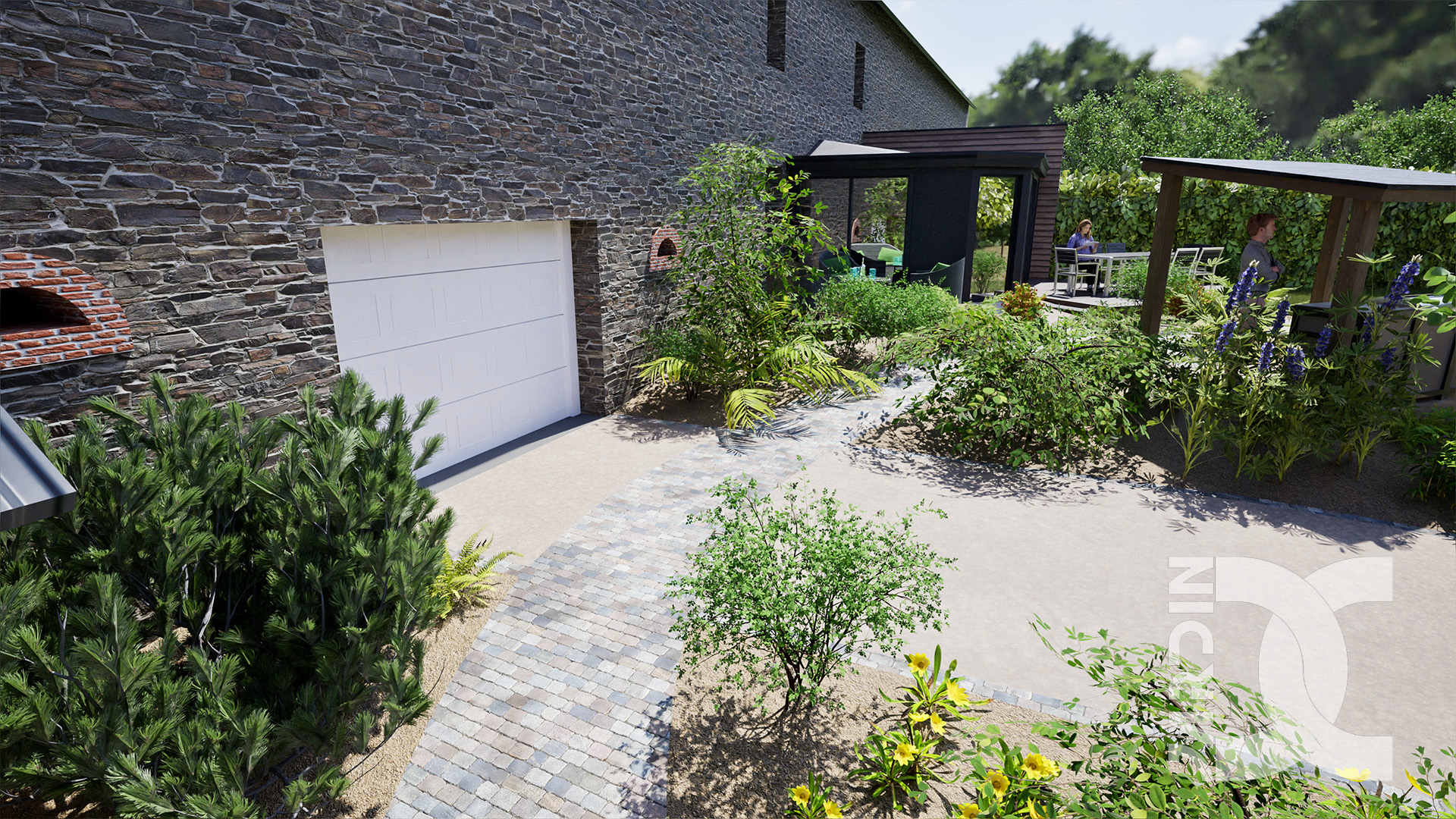 Aménagement paysager autour d’une maison en pierre – Jardin de Cressac